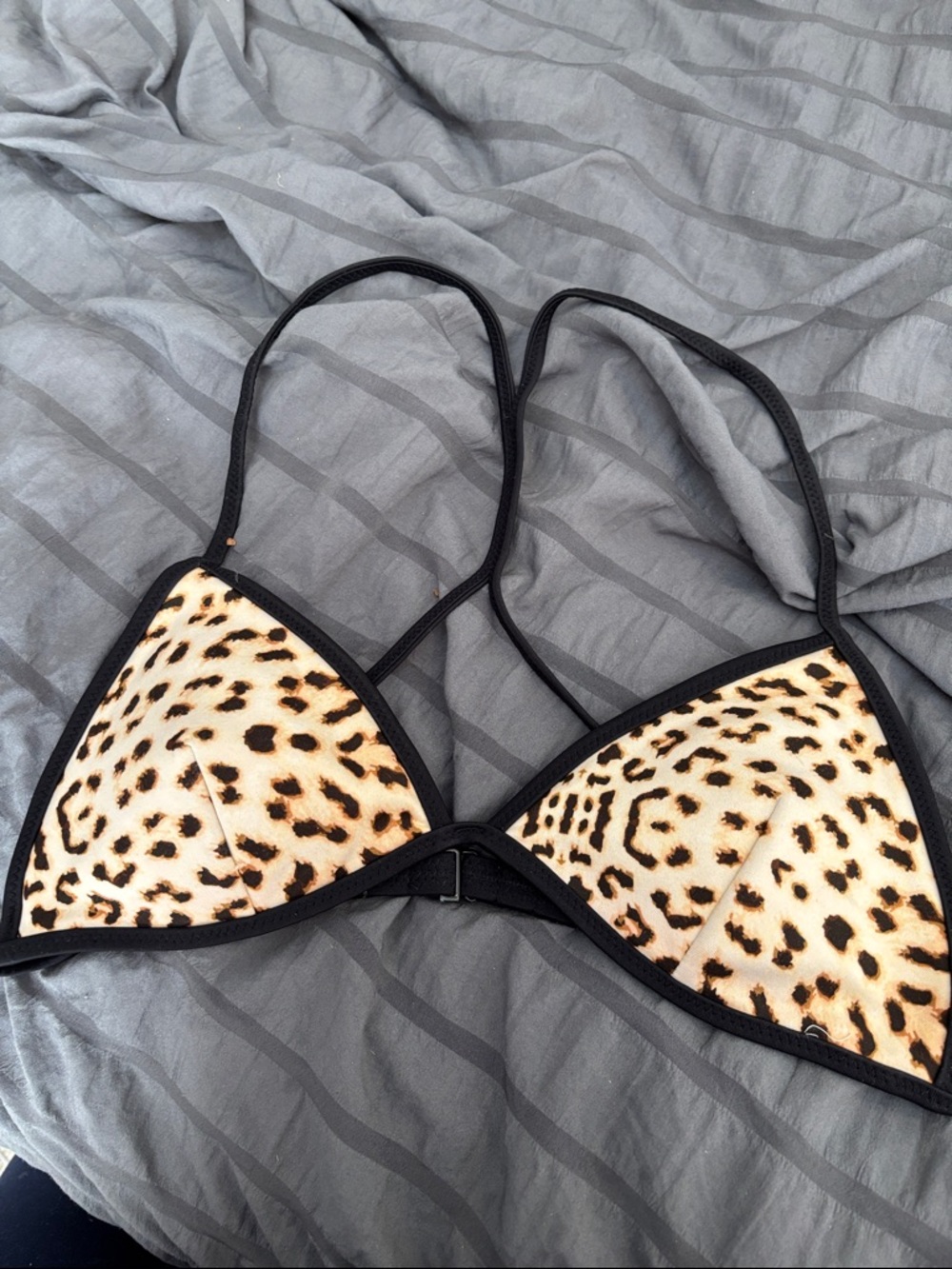 PINK Victoria's Secret Leopard Print Triangle Bikini Top - Black Trim
